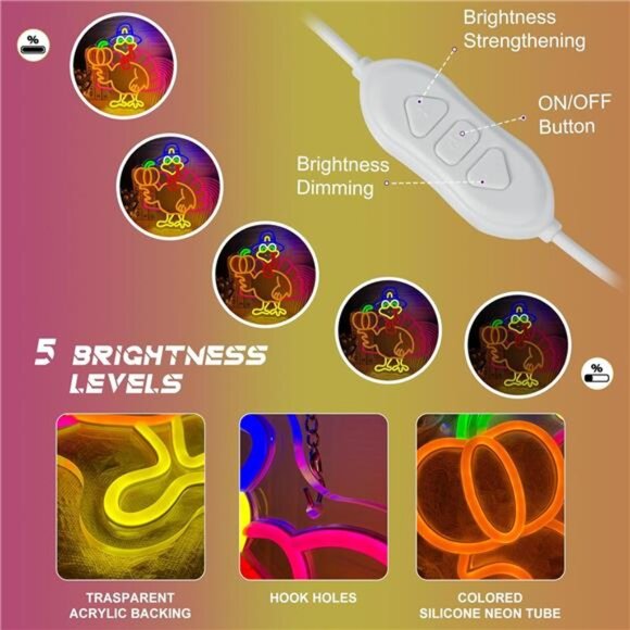 BRAND NEW Pumpkin Turkey Neon Sign - Picture 4 of 7